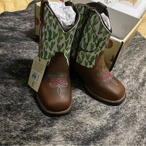 Ariat Boots Girls Toddler Size 4 Brown Leather Zip Cactus Cowboy Western NIB